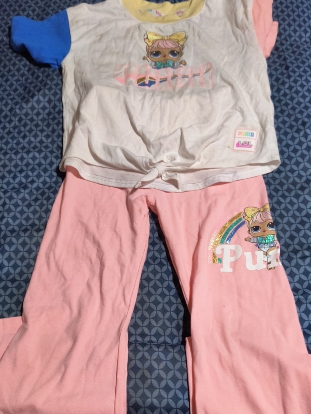 L.O.L. Surprise! Pink & White Pajama Set with Blue Sleeve Accent